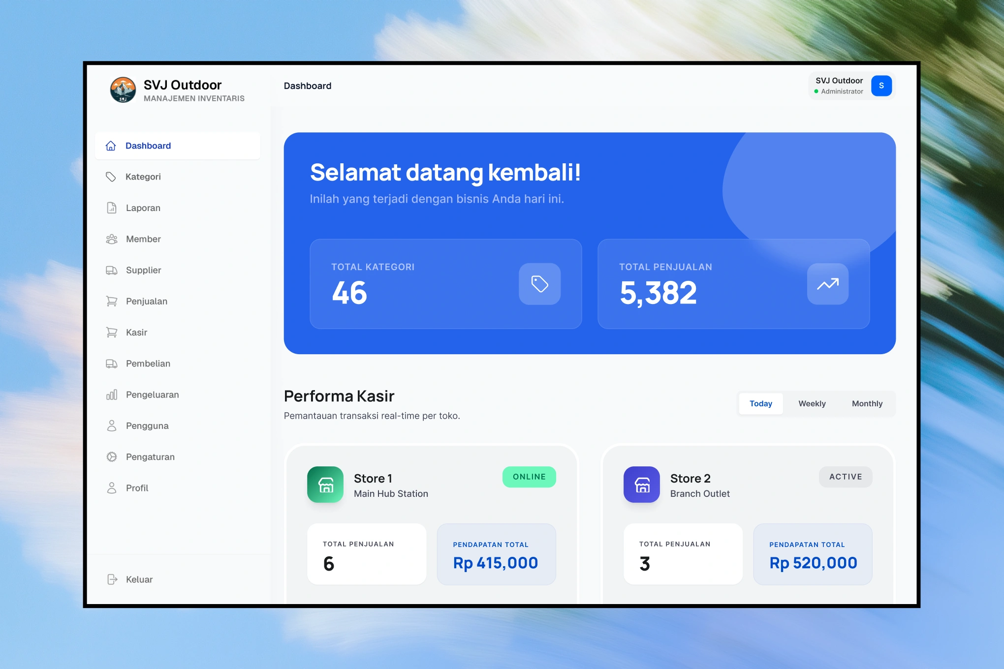 SVJ Outdoor Dashboard